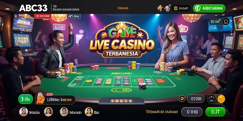 Tampilan menarik dari permainan Live Casino di ABC33 dengan dealer profesional.