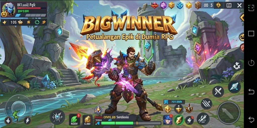 Tampilan gameplay menarik dari BIGWINNER dengan petualangan seru di dunia RPG.