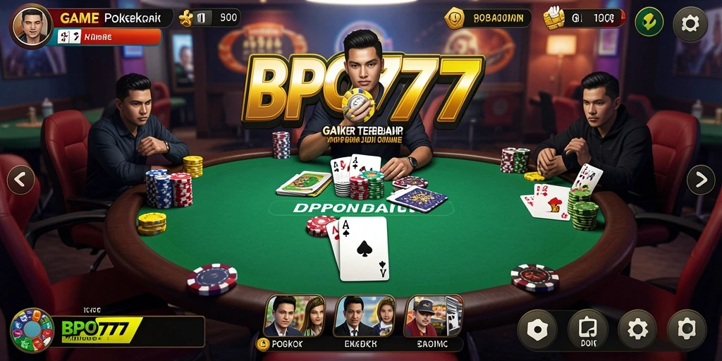 Screenshot gameplay BPO777 menampilkan suasana poker yang mendebarkan.
