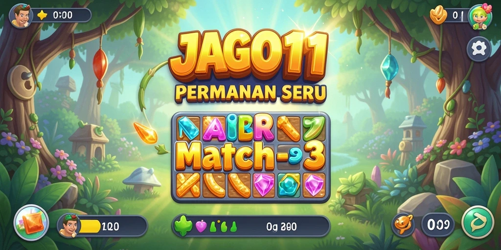 Tampilan gameplay seru dari JAGO11 dengan kombinasi warna cerah.
