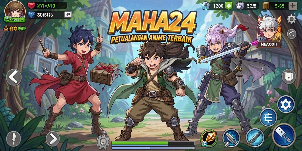 Tampilan gameplay MAHA24 yang memukau dengan karakter anime.