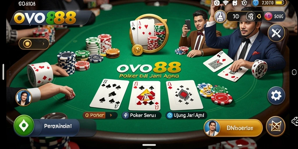 Tampilan gameplay poker di OVO88 yang menarik dan interaktif.