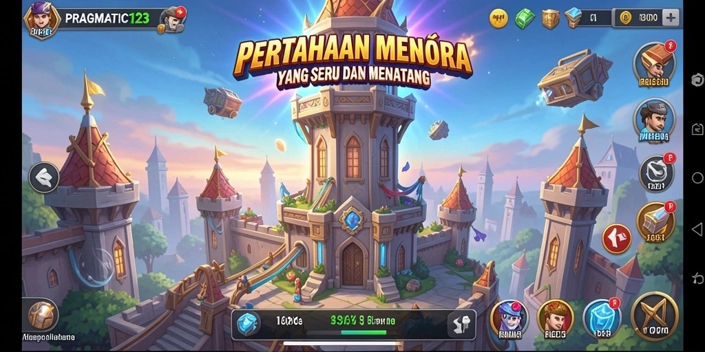 Tampilan menegangkan dari gameplay Tower Defense di PRAGMATIC123.