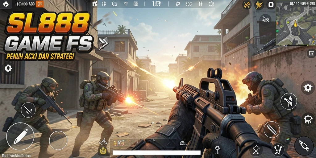 Tampilan gameplay SL888 yang mendebarkan dengan aksi tembak-menembak.