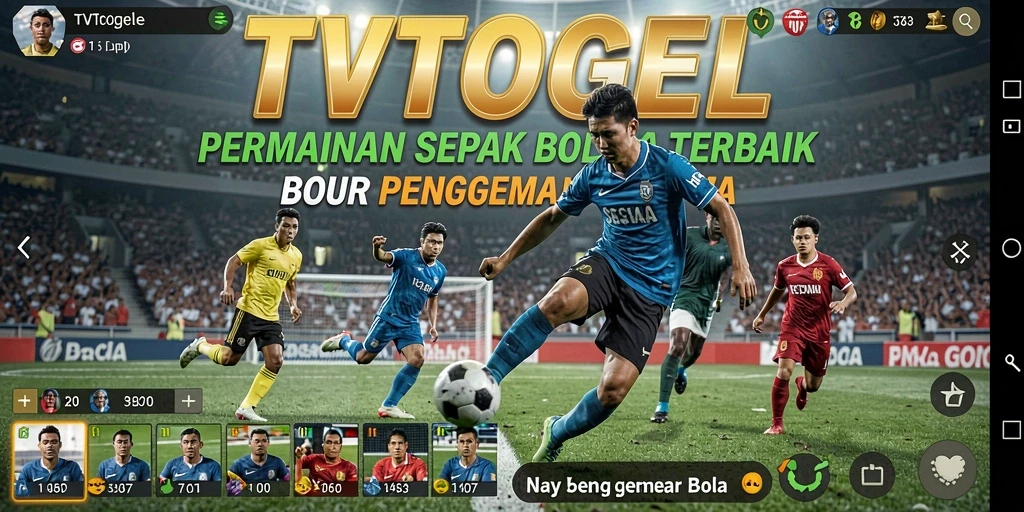 Screenshot TVTOGEL menampilkan aksi seru pertandingan sepak bola.