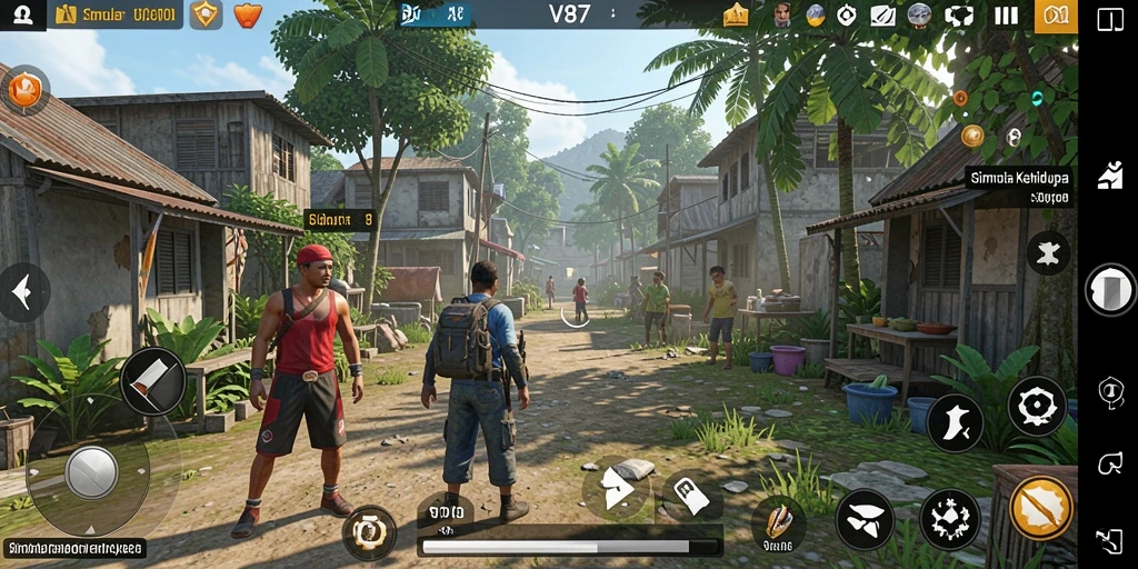 Screenshot utama V87 menampilkan karakter dalam gameplay Simulation yang menyenangkan.