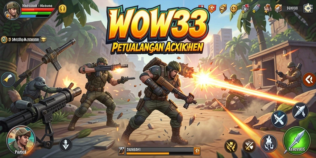 Tangkapan layar utama WOW33 menampilkan aksi menegangkan di medan tempur.