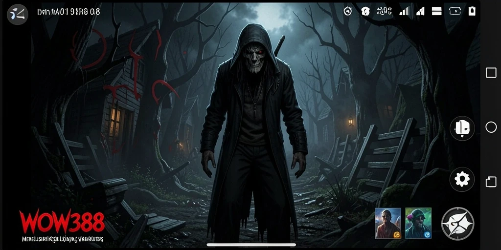 Tangkapan layar WOW388 yang menampilkan atmosfer menyeramkan dan gameplay yang menegangkan.